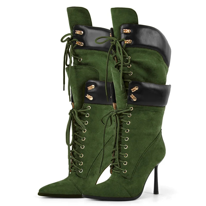 Smarty Lace-Up High Heel Boots