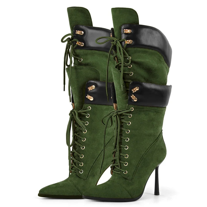 Smarty Lace-Up High Heel Boots