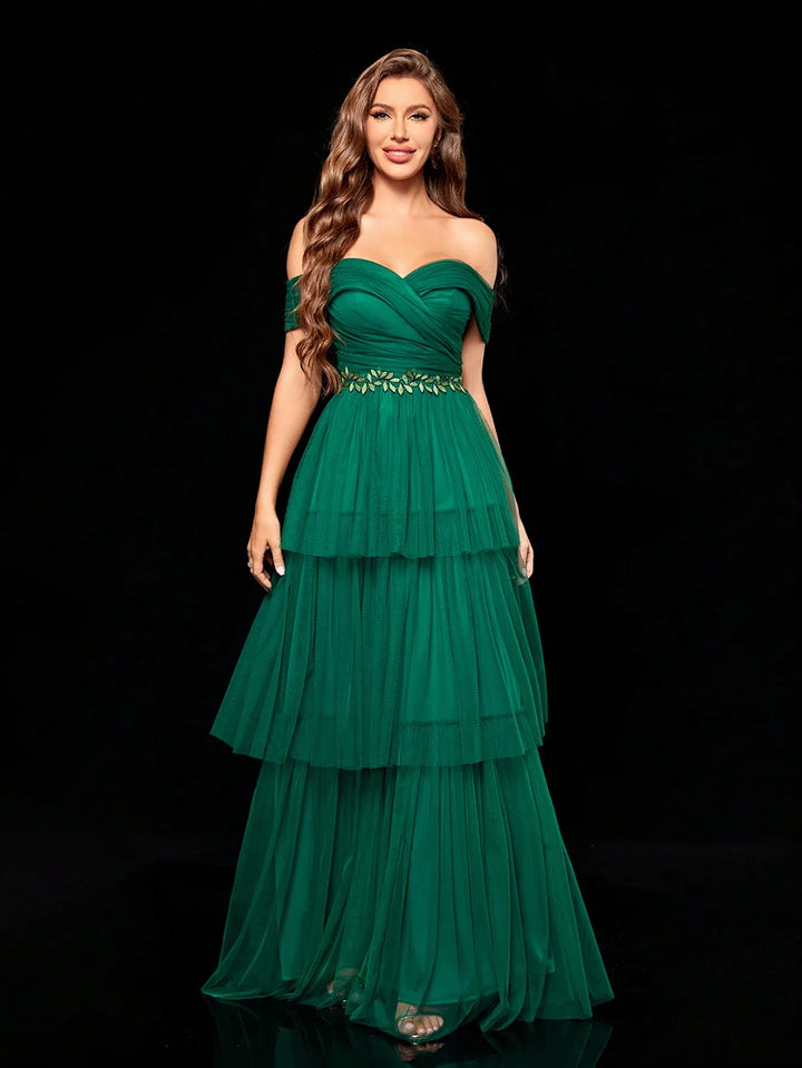 Glamorous Multi-Layer Evening Party Gown