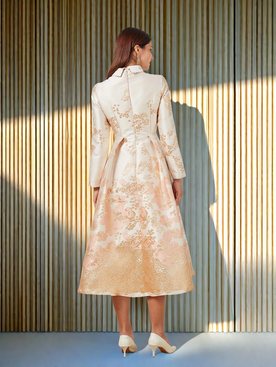 Elegant Floral Lapel Party Dress