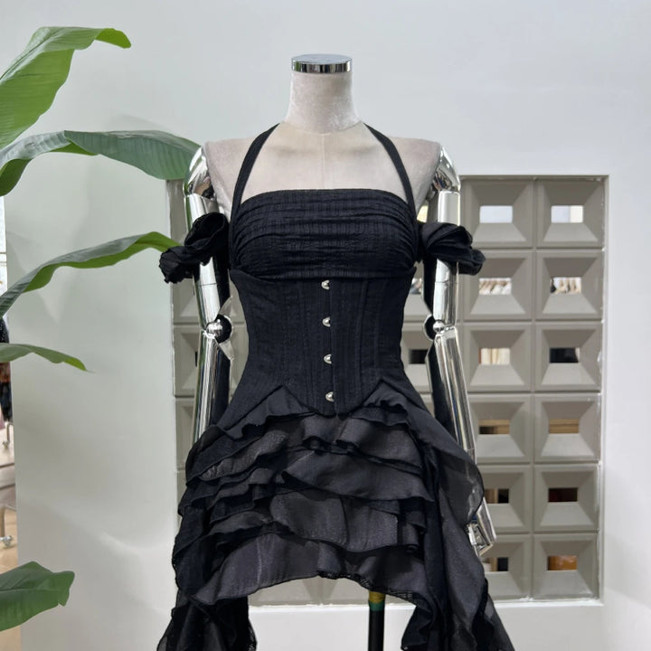 Sweet Halter Ruffles Two-Pieces Party Set