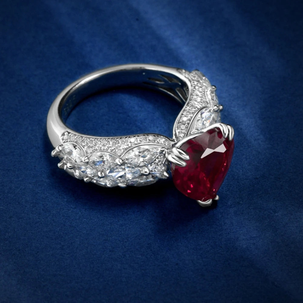 Exquisite Heart-Shaped Ruby Ring