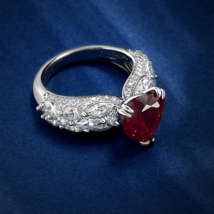 Exquisite Heart-Shaped Ruby Ring