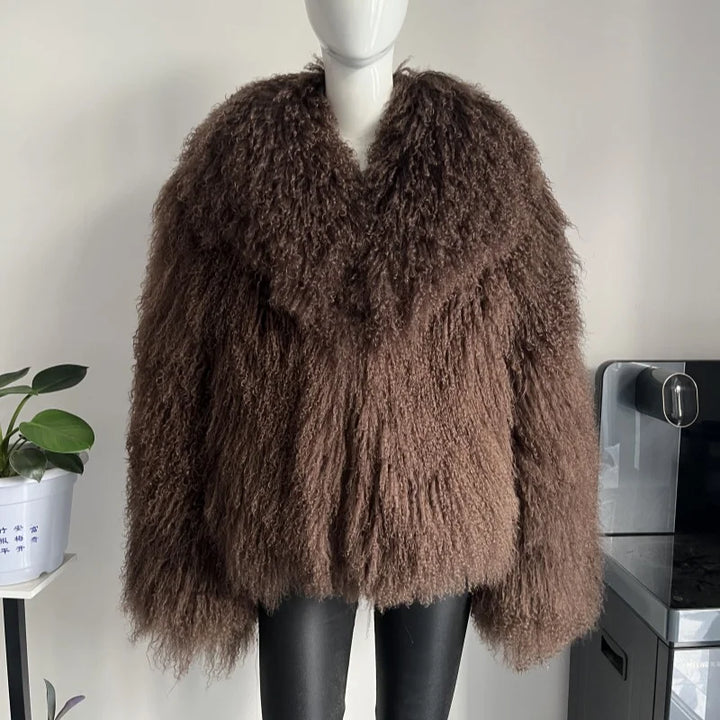 Stylish Mongolia Sheep Fur Warm Coat