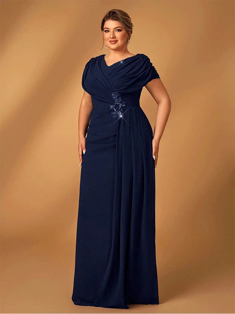Shiny Chiffon Plus Size Women's Evening Gown