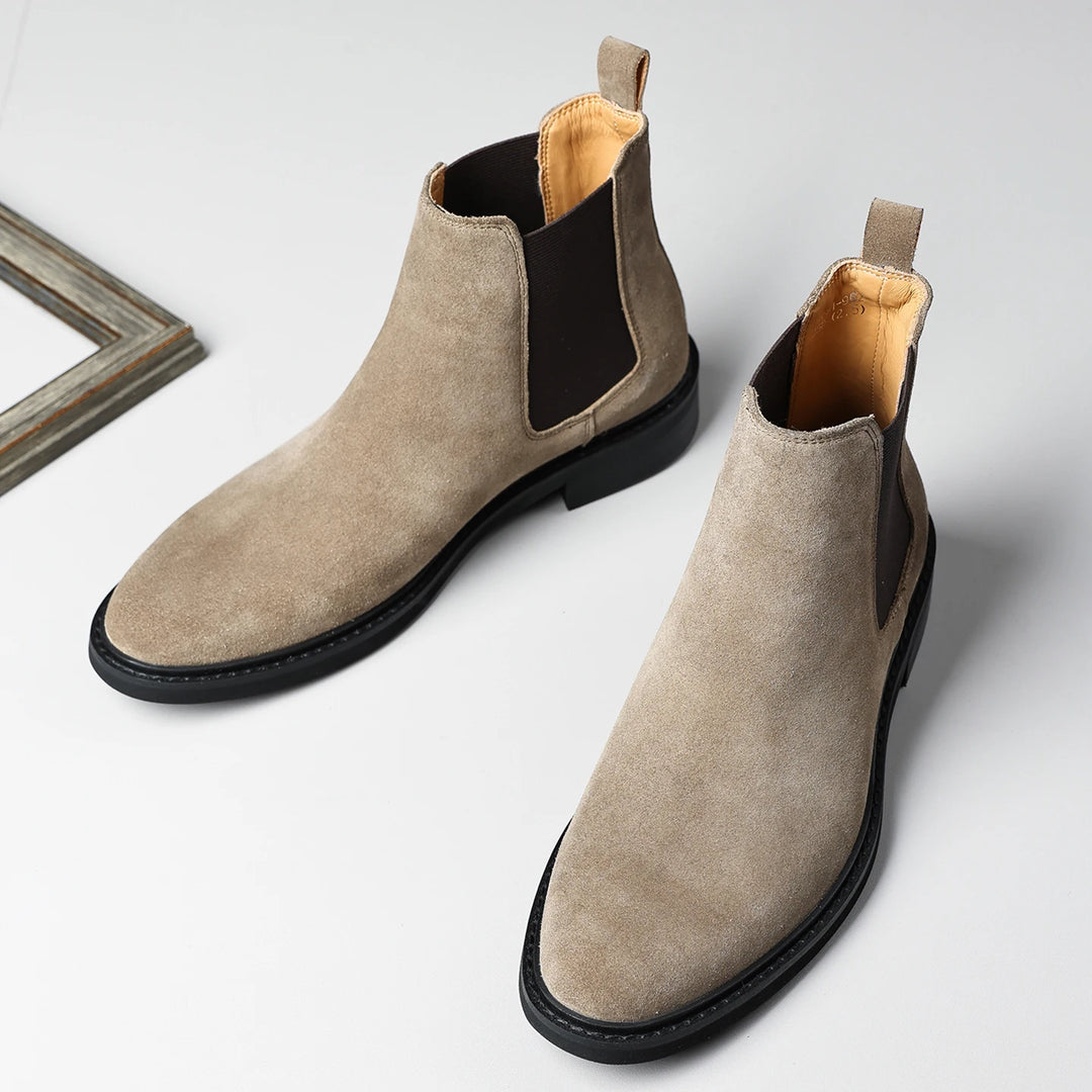Vintage Suede English-Style Chelsea Boots