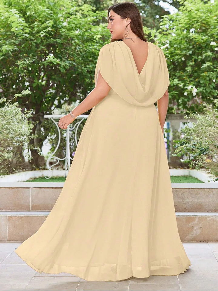 Shiny Chiffon Floor-Length Dress