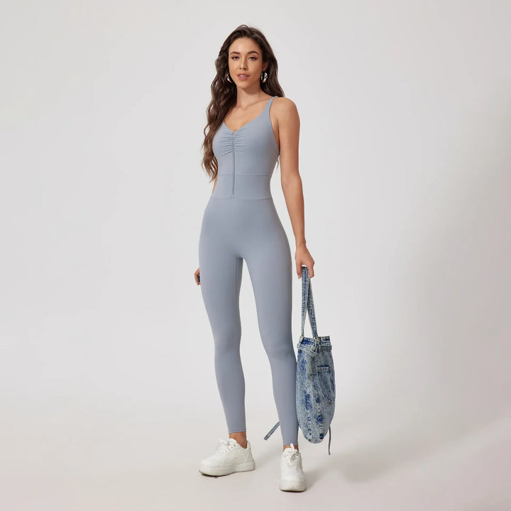 Elegant Front Zipper Hip-lifting Jumpsuit