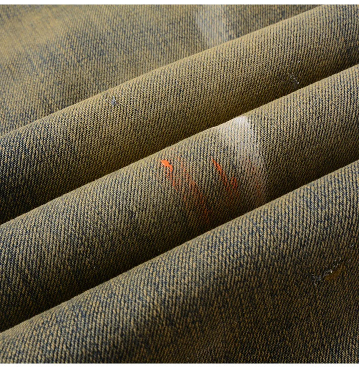 Retro Slim Fit Ripped Denim Jeans Pants