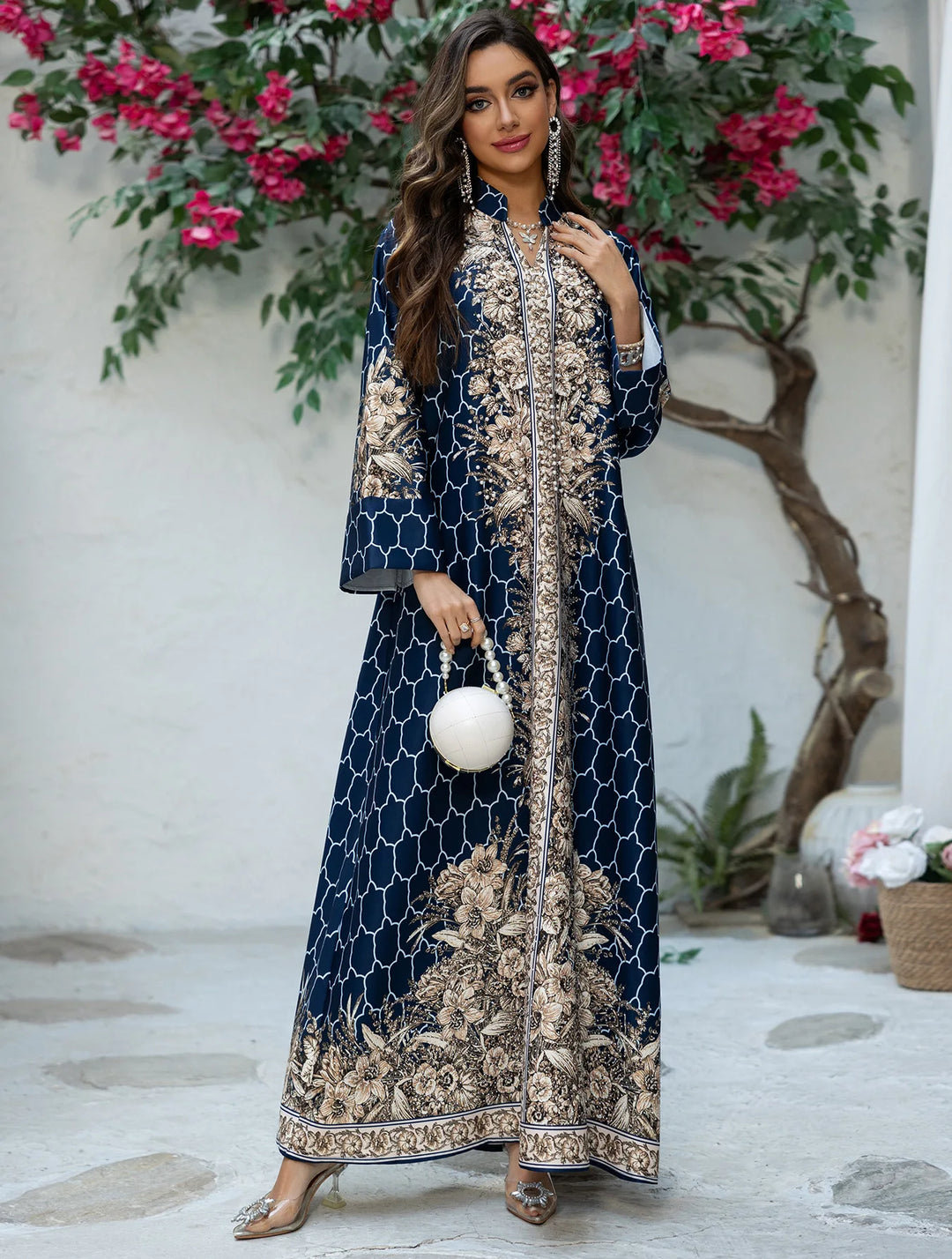 High-Class Bedazzled Long Kaftan Dress