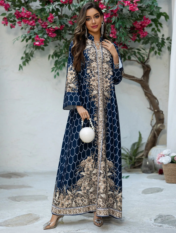 High-Class Bedazzled Long Kaftan Dress