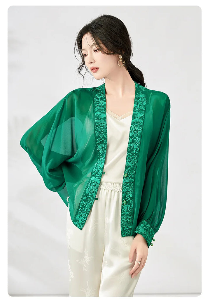 Versatile Real Silk Embroidery Blouse