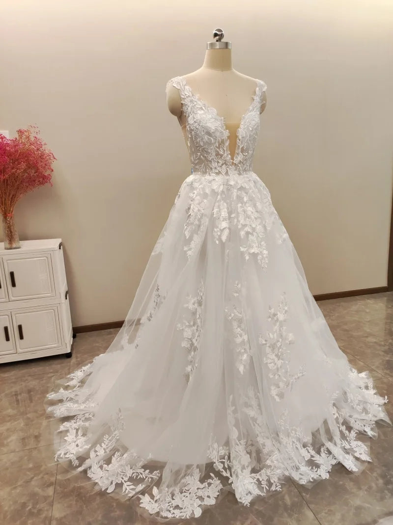 Elegant V-neck Bridal Gown