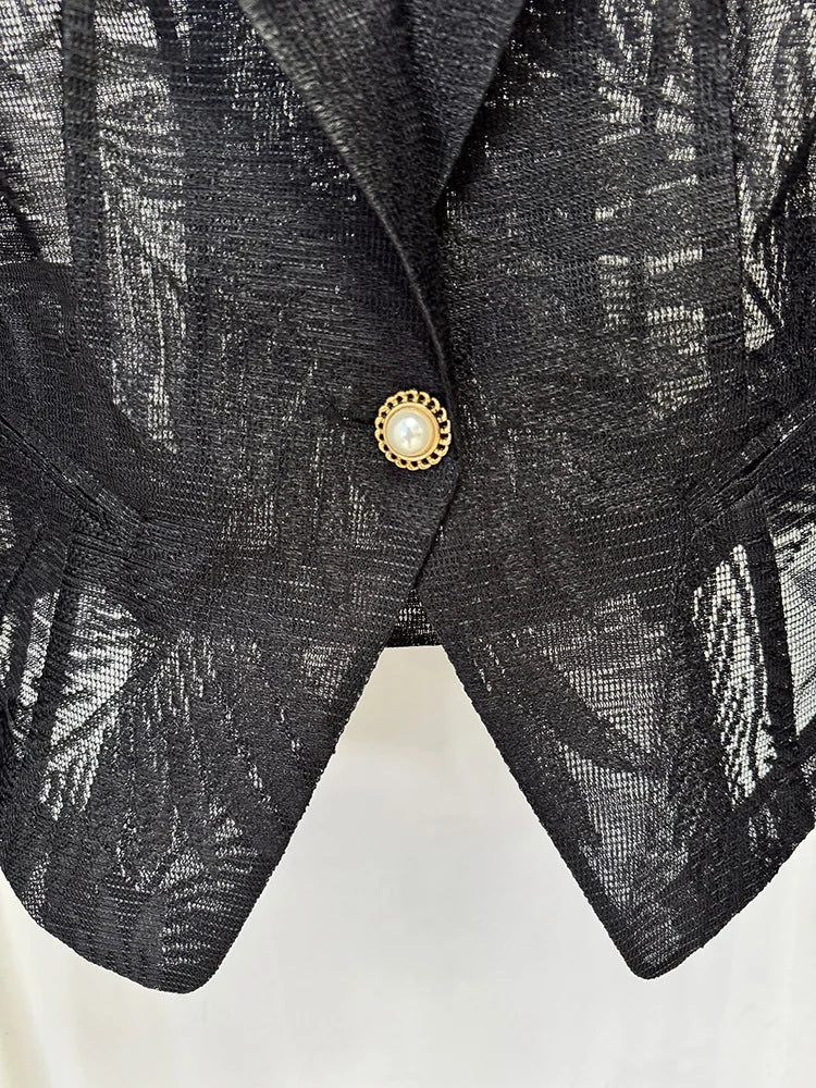 Alluring Embroidered Mesh Blazer