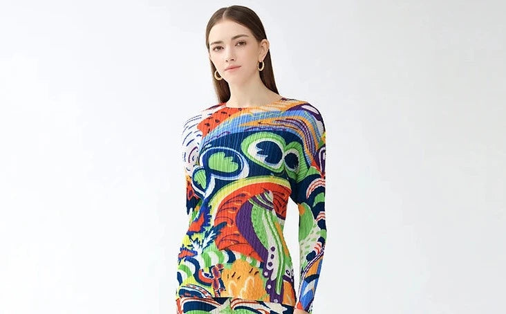 Pleated Fashion Painted Printed Outfits