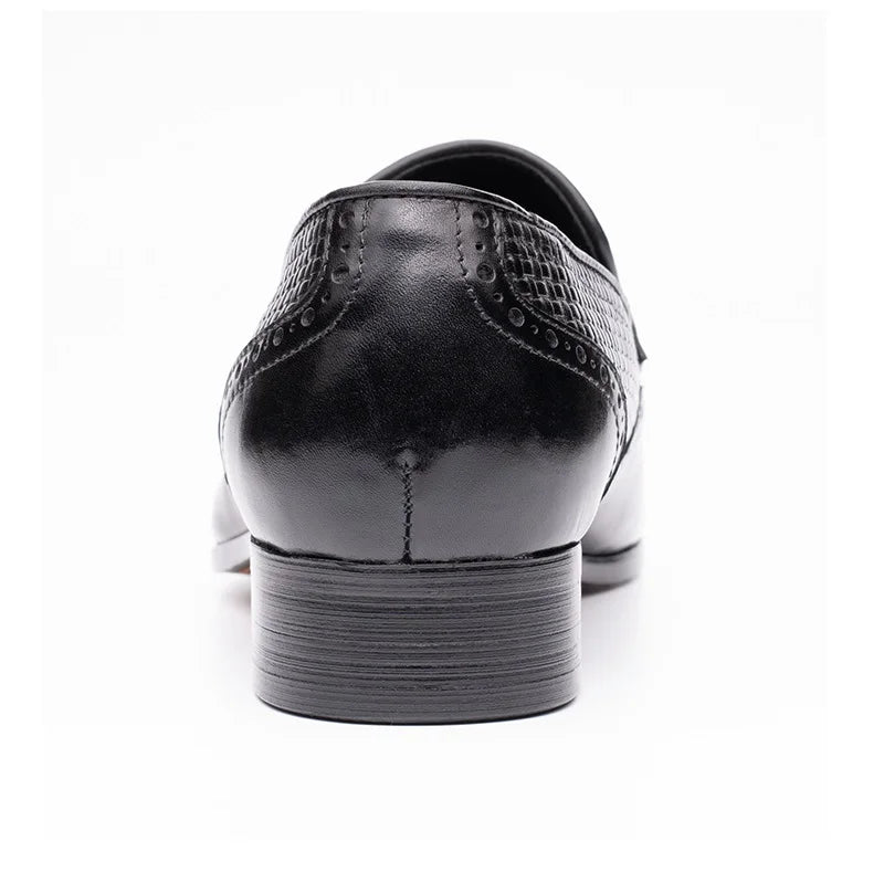 Elegant Metal Buckles Leather Loafers