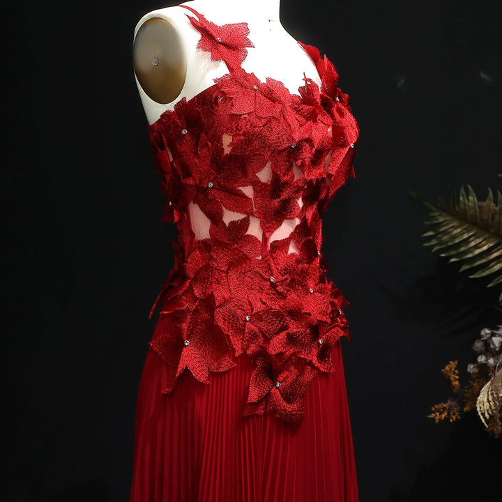 Modest A-Line 3D Flowers Evening Gown