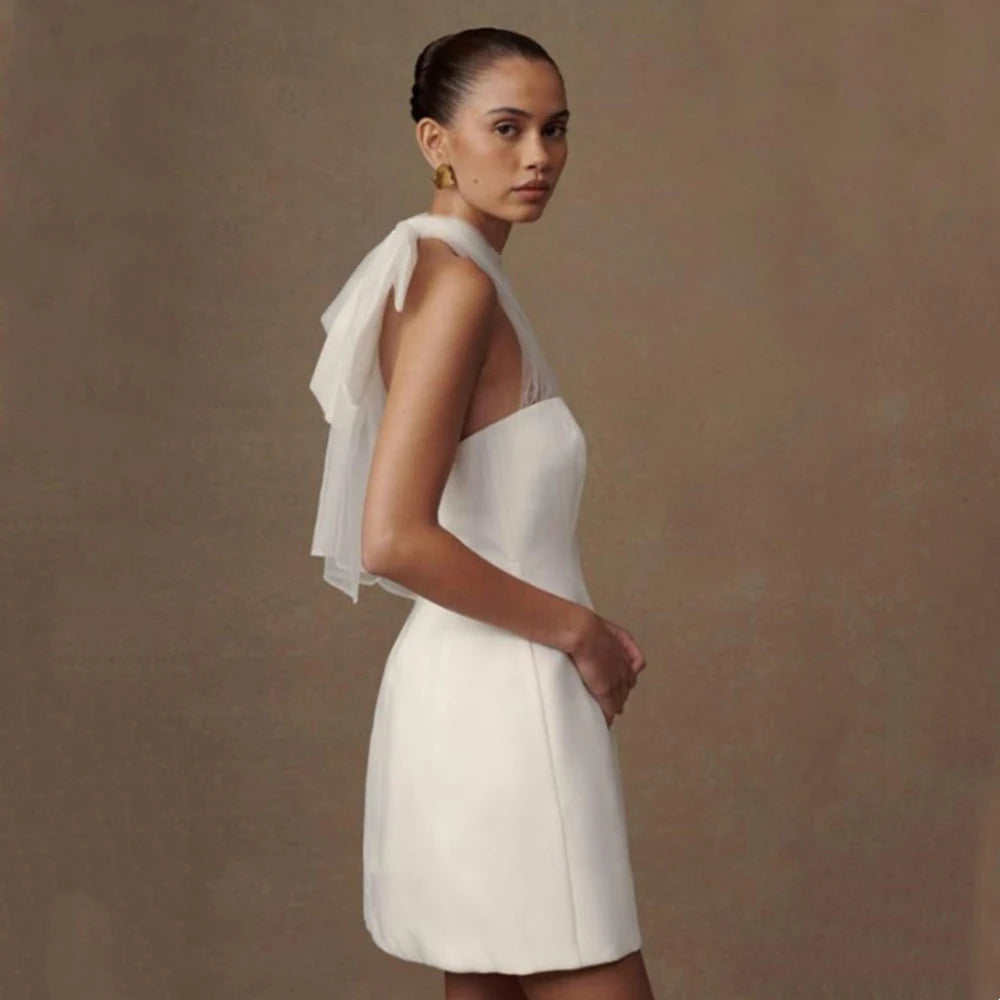 Beautiful Open Back Mini Bridal Dress