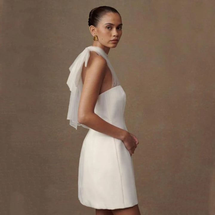 Beautiful Open Back Mini Bridal Dress