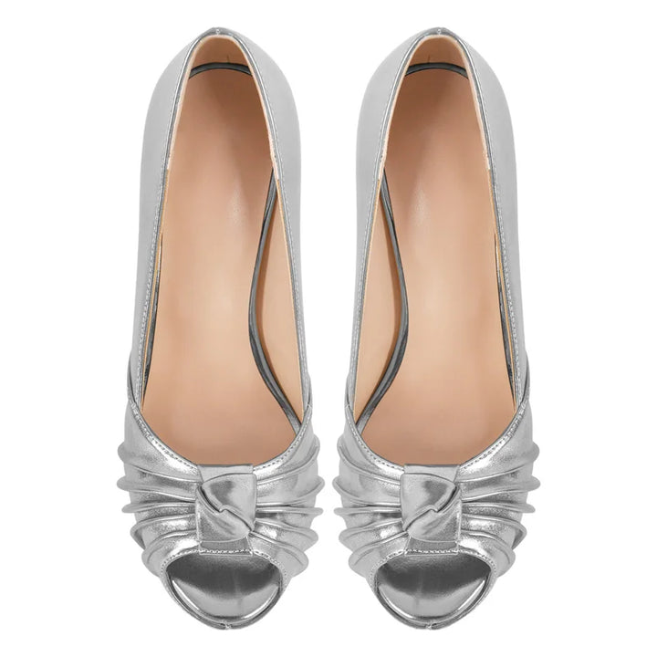 Glamorous Knot Bow Platform Pumps