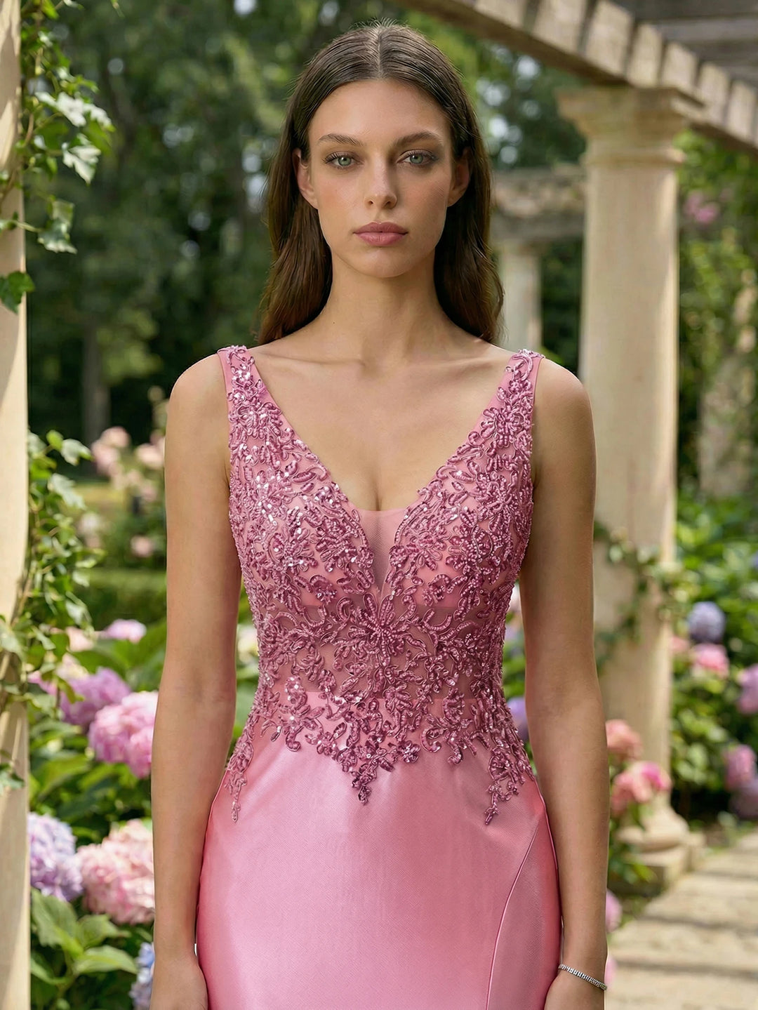 Glamorous Embroidery Bodice Evening Gown