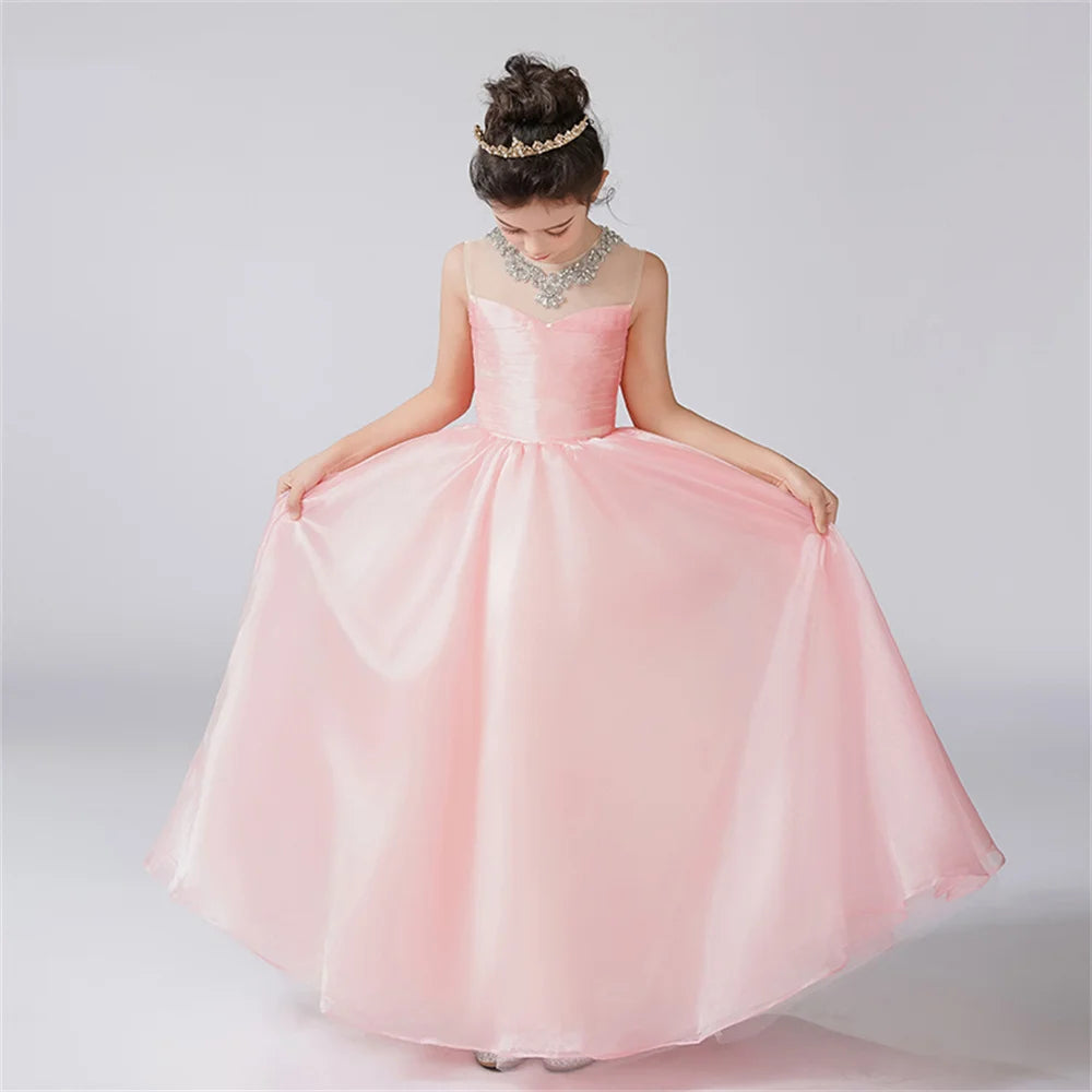 Organza Pleats Rhinestone Dress