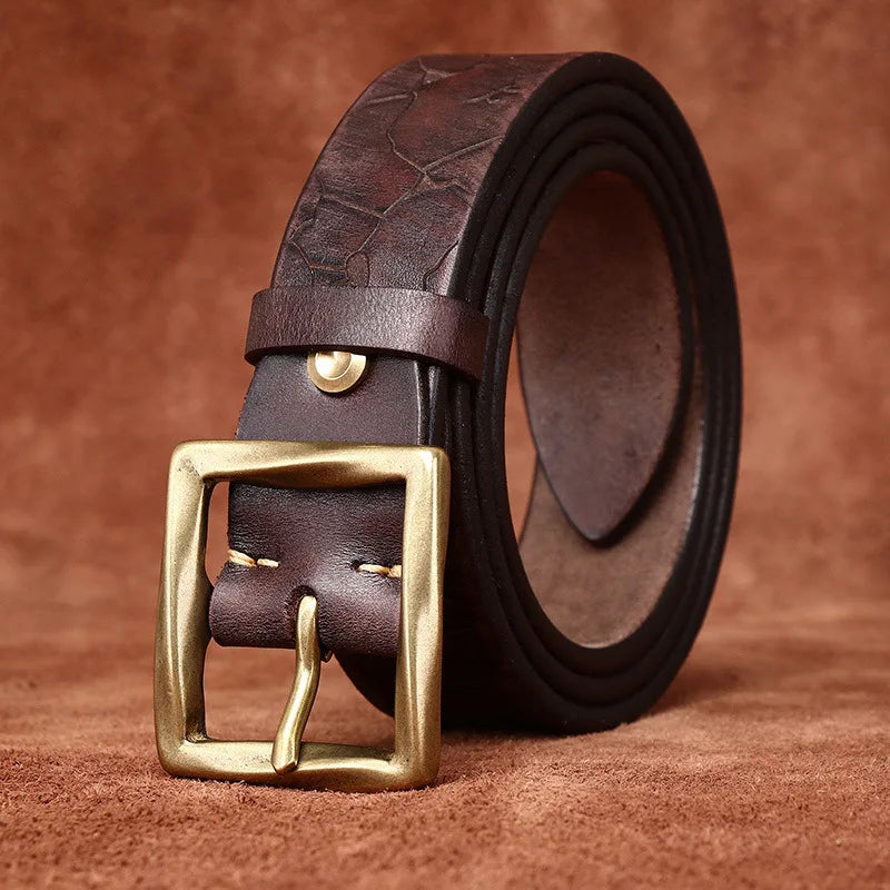 Trendy Ice Crack Cowhide Belt