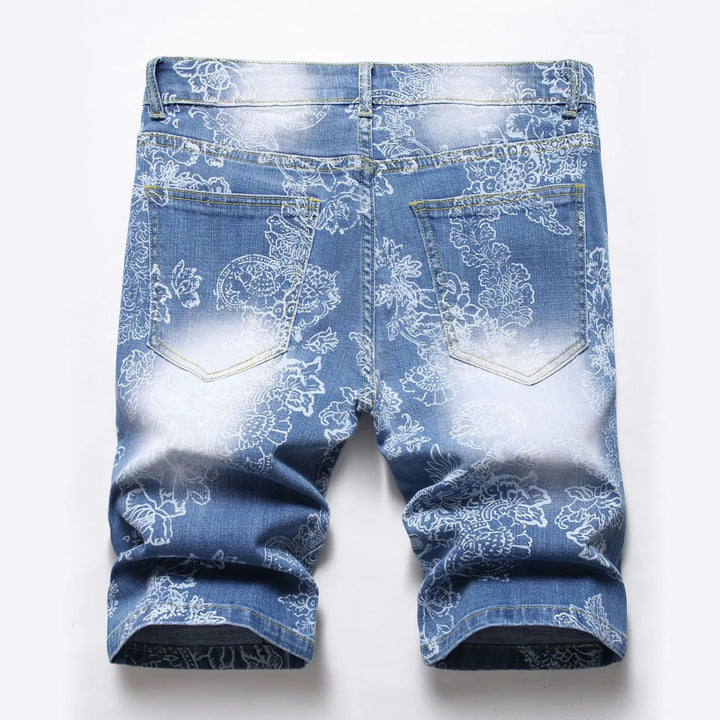 Classic Blue Stretch Denim Shorts