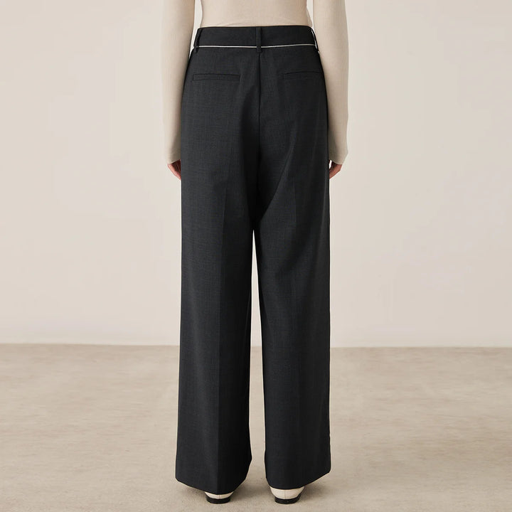 Classic Front Pleated Wool Blend Pants