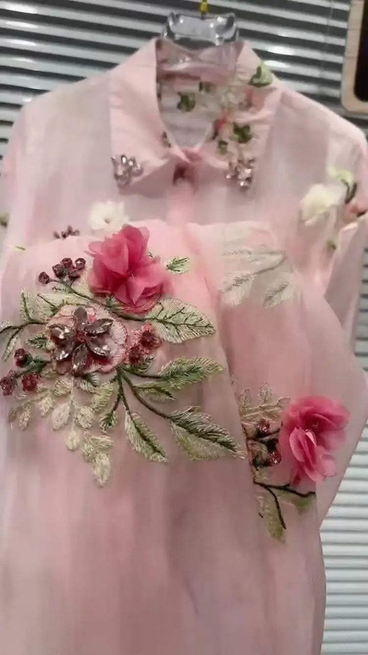 Diamonds Flowers Embroidered Blouse