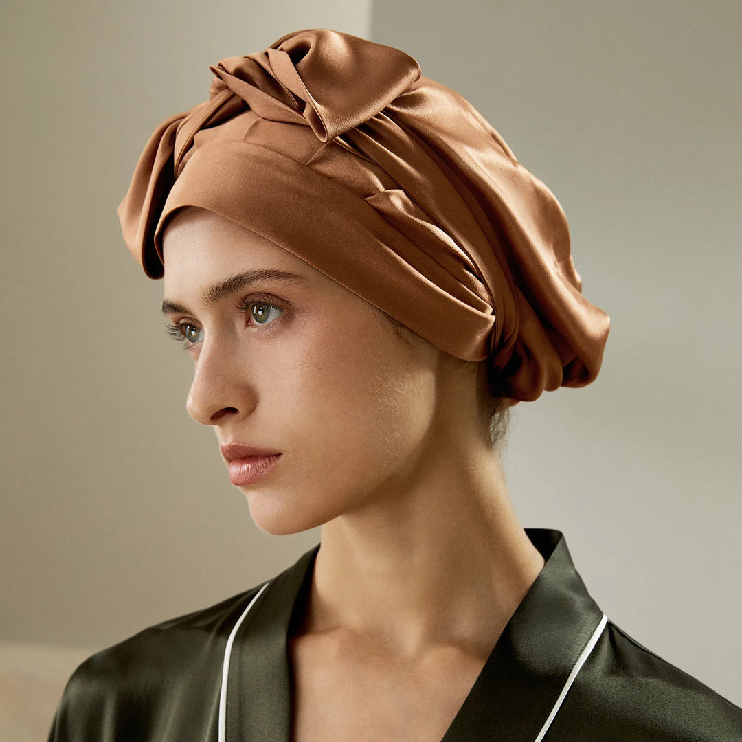 Adjustable Band Pure Silk Tie Bonnet