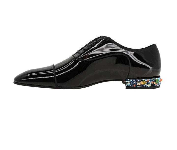 Flashy Rhinestone Band Patent Leather Loafers