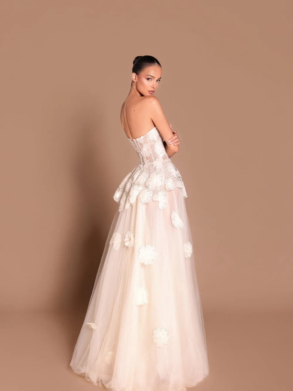 Exquisite 3D Flower Sweetheart-Neck Dress