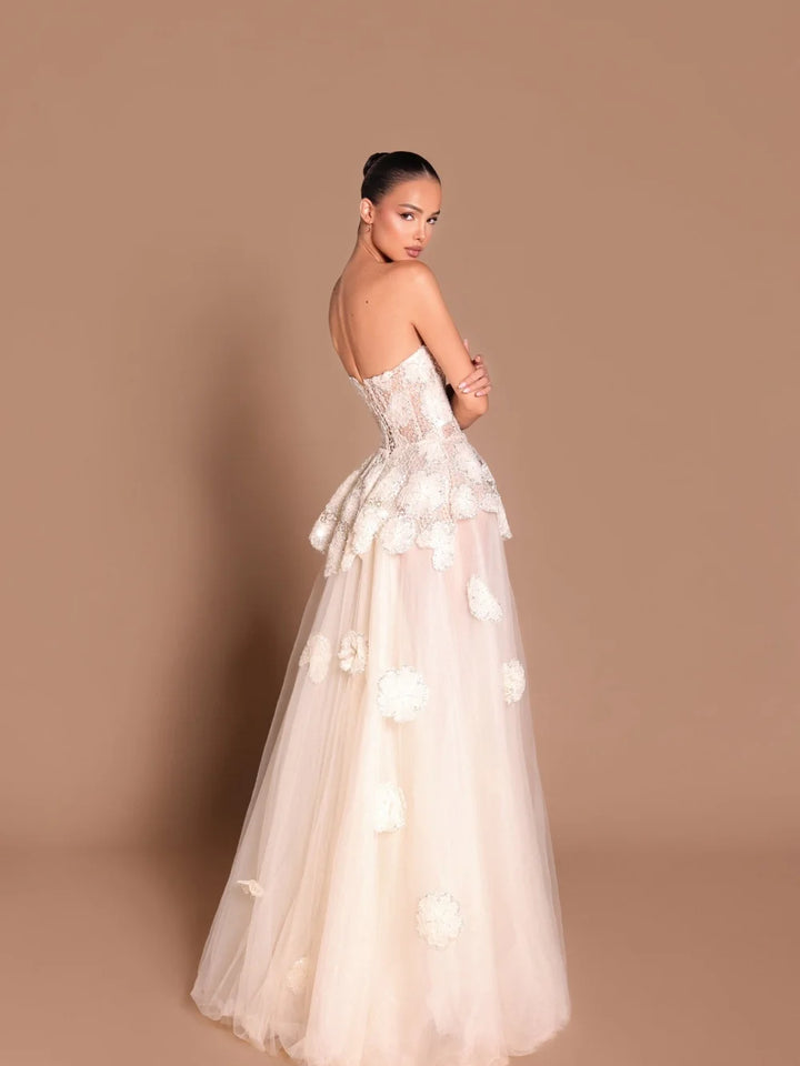 Exquisite 3D Flower Sweetheart-Neck Dress