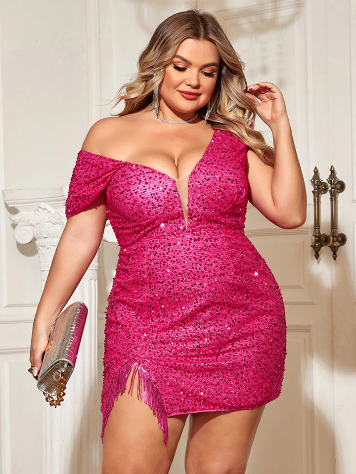 String Of Hearts Sequins Plus Size Dress