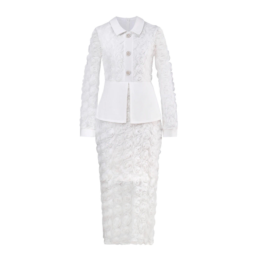 Sweet 3D Lapel Fake Two-Piece Dress