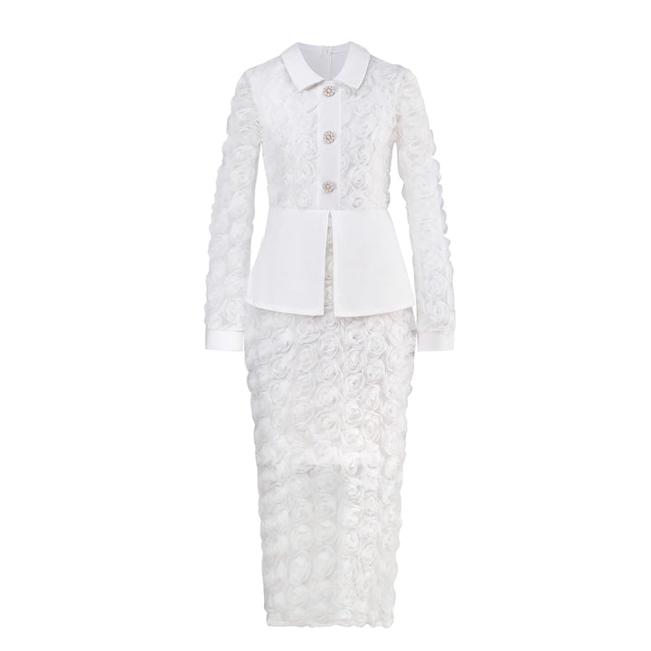 Sweet 3D Lapel Fake Two-Piece Dress