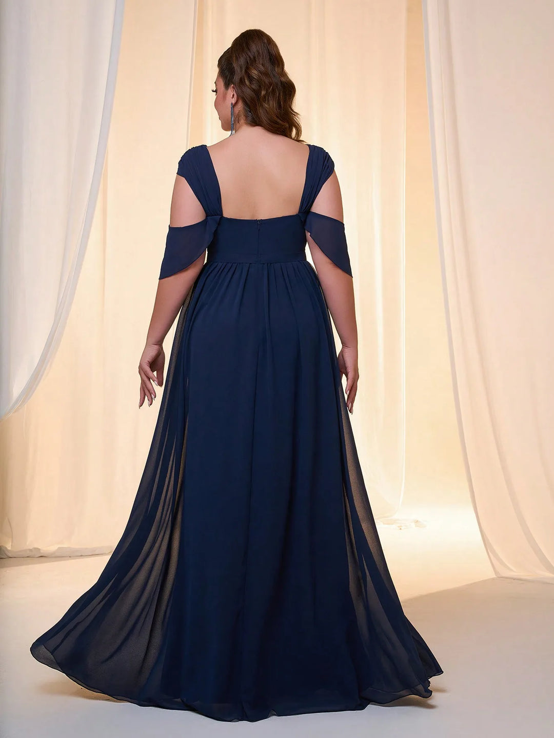 Luxurious Pearl Accents Side Slit Gown