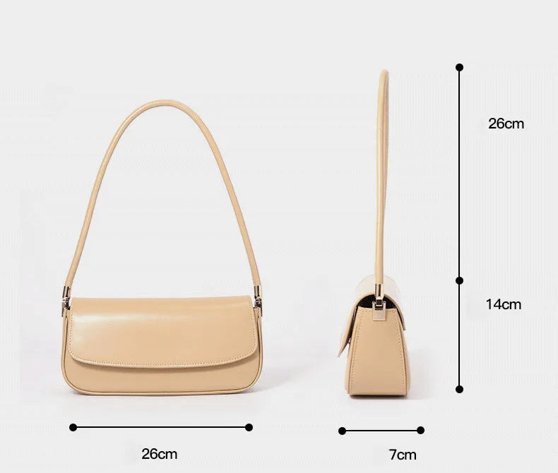 Sleek Leather Hobo Baguette Bag