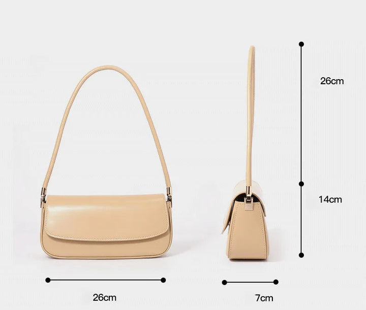 Sleek Leather Hobo Baguette Bag