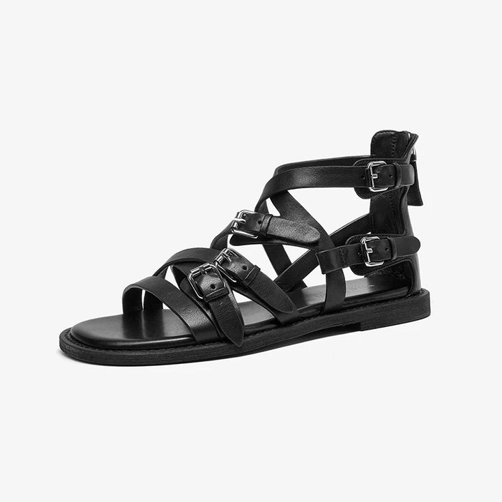 Stylish Cross-Tied Zip-Back Flats Shoes