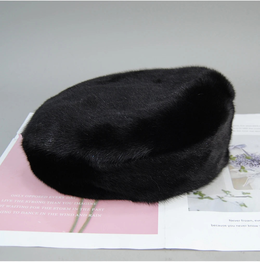 Genuine Full Pelt Fur Beret Hat