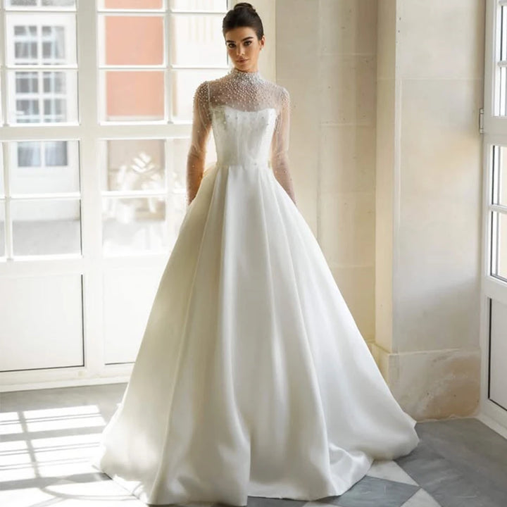 Exquisite High Neck Wedding Dress