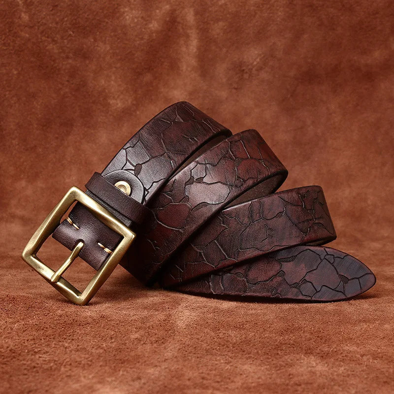 Trendy Ice Crack Cowhide Belt