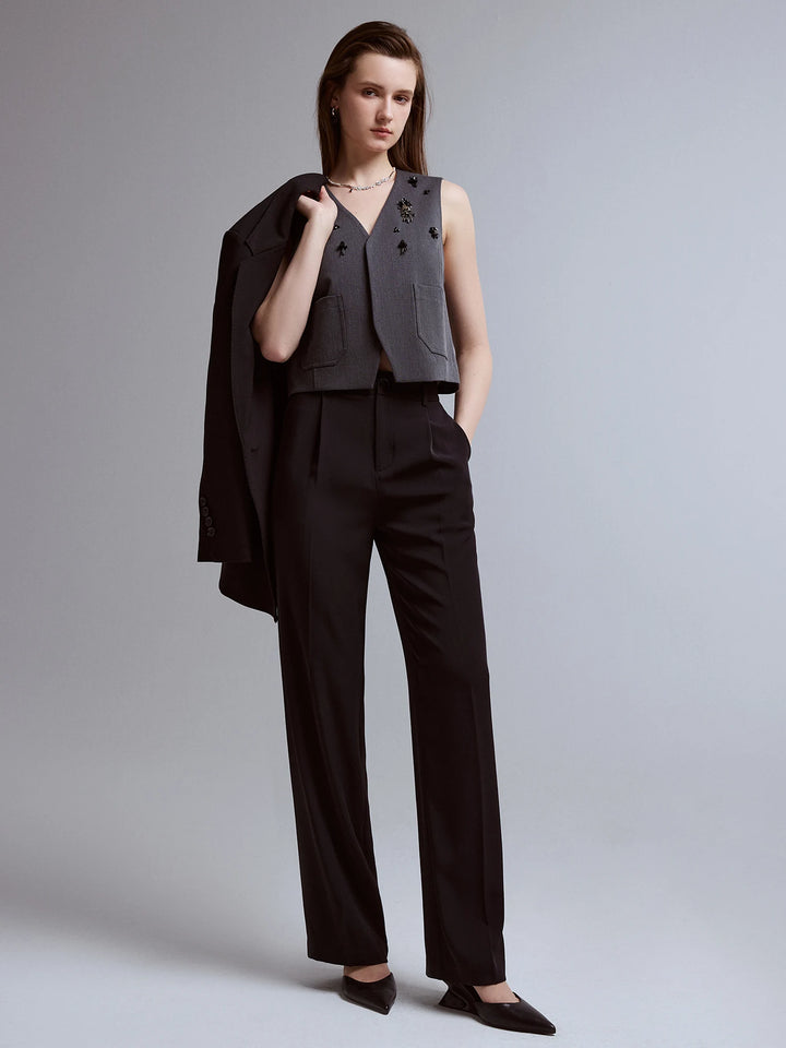 Stylish High Waist Draped Trousers