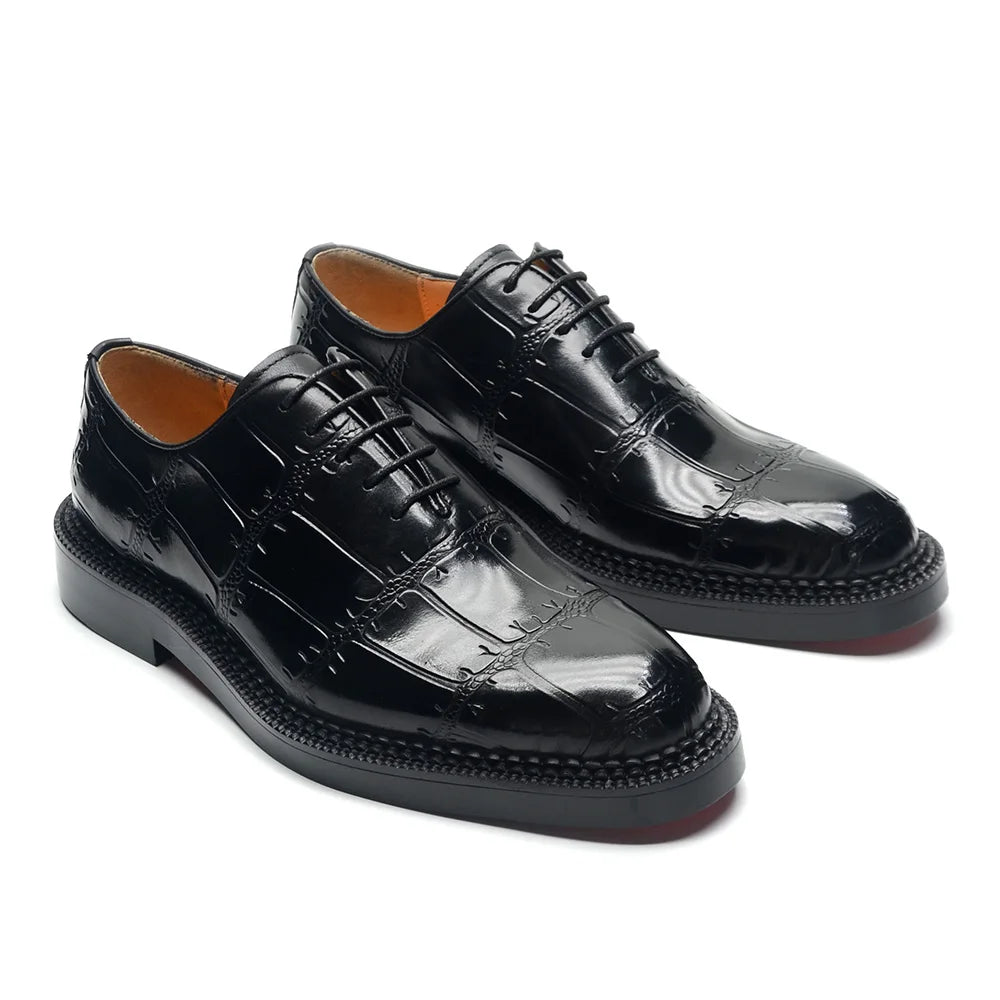 Elegant Social Genuine Leather Black Oxfords Shoes