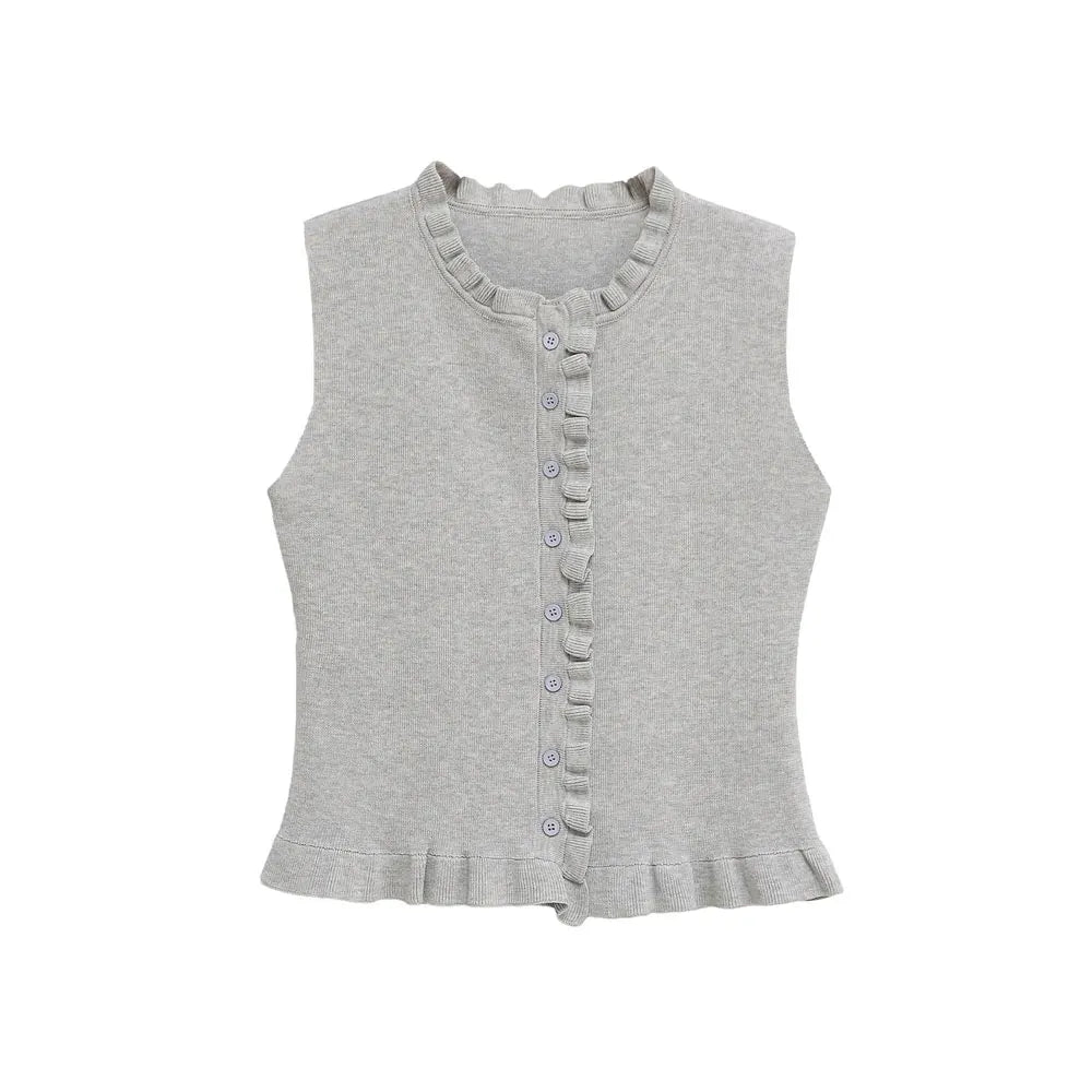 Stylish Soft Ruffled Knitted Vest