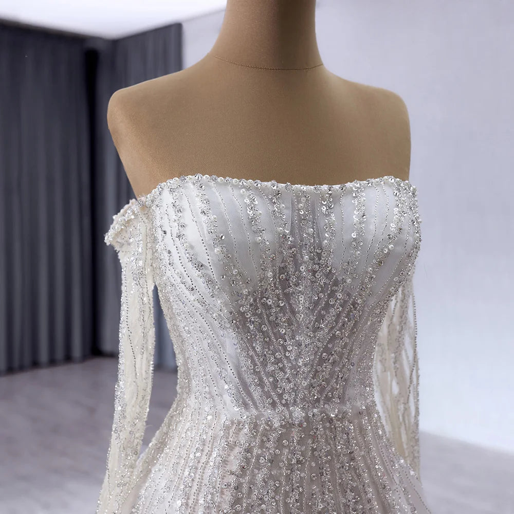 Beautiful Full Sleeves Lace Up Bridal Dress