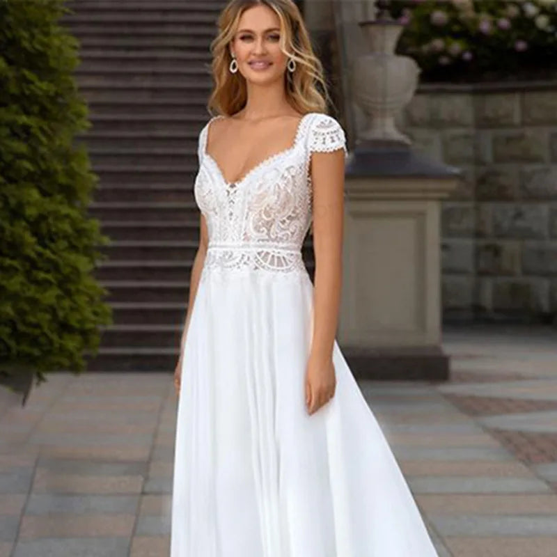 Sweet Chiffon Lace Wedding Gown