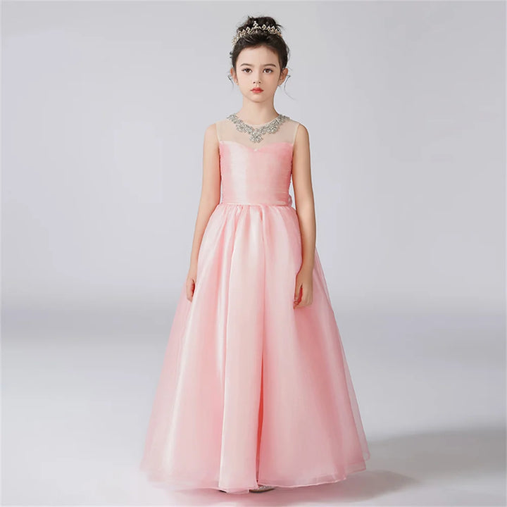 Organza Pleats Rhinestone Dress